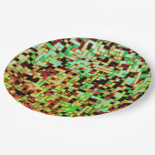 Blurred green and brown small squares or tiles pappteller (Schrägansicht)