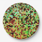 Blurred green and brown small squares or tiles pappteller (Vorderseite)