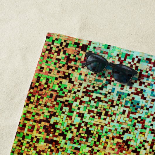 Blurred green and brown small squares or tiles strandtuch (Beispiel)