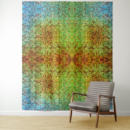 Blurred green and brown small squares or tiles wandteppich (Beispiel)