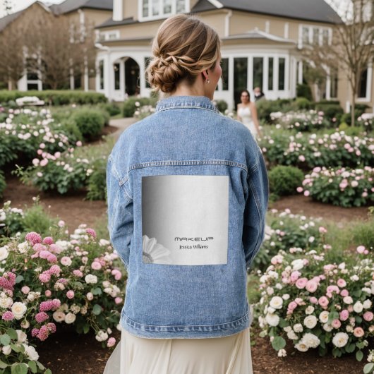 Blurred Grey Background Blurred Gerbera Blume Jeansjacke (Hochzeit Rückseite)