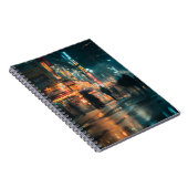 Blurred Neon Rain Night Notebook Notizblock (Rechte Seite)