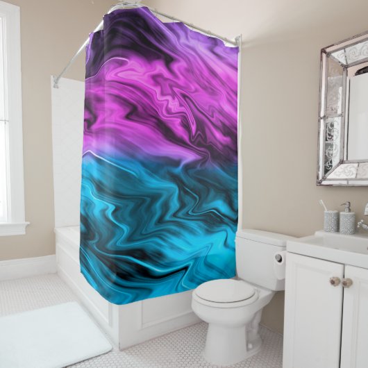 Blurter Hintergrund modische Farbe und Blau Duschvorhang (Beispiel)