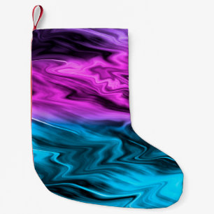 Blurter Hintergrund modische Farbe und Blau Kleiner Weihnachtsstrumpf