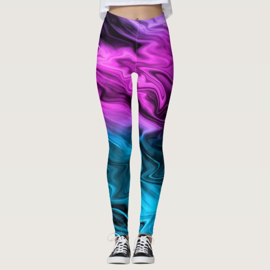 Blurter Hintergrund modische Farbe und Blau Leggings (Vorderseite)
