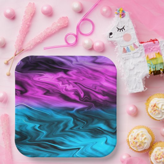 Blurter Hintergrund modische Farbe und Blau Pappteller (Party)