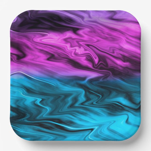 Blurter Hintergrund modische Farbe und Blau Pappteller (Vorderseite)