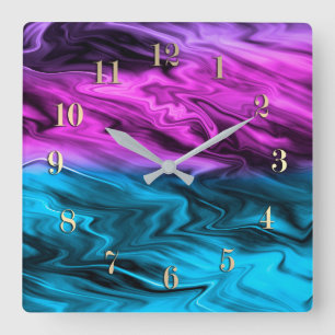 Blurter Hintergrund modische Farbe und Blau Quadratische Wanduhr