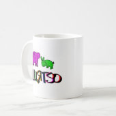blurtso Logogrün und -ROSA Kaffeetasse (Vorderseite Links)