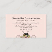 Blus Pink Niedlich Hearts Floral Honey Bee Visitenkarte (Rückseite)