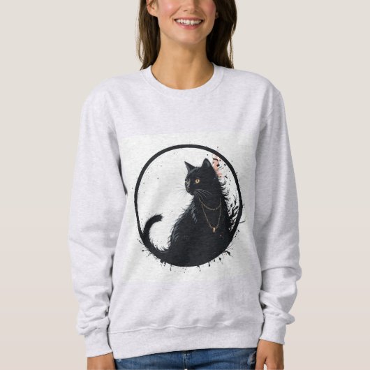 blusa femina com design gato preto sweatshirt (Vorderseite)