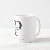 BLUSBLAU BLUE FLORAL ALPHABETS NAME LETTER P KAFFEETASSE (VorderseiteRechts)