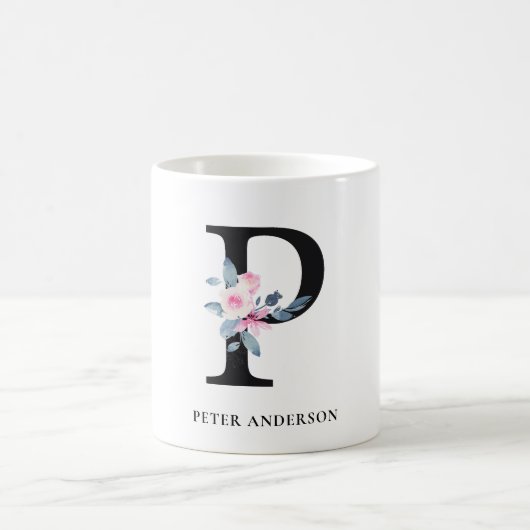 BLUSBLAU BLUE FLORAL ALPHABETS NAME LETTER P KAFFEETASSE (Mittel)