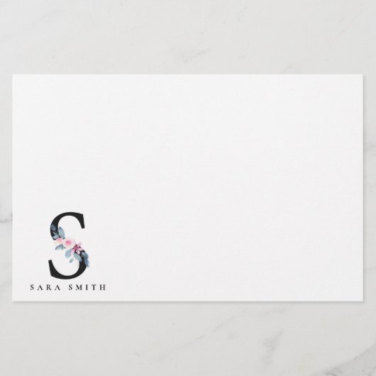 BLUSBLAU BLUE FLORAL ALPHABETS NAME LETTER S BRIEFPAPIER (Vorderseite)