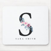 BLUSBLAU BLUE FLORAL ALPHABETS NAME LETTER S MOUSEPAD (Vorne)