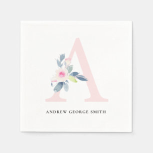 BLUSBLAU WEISSE FLUSSALPHABETS LETTER A SERVIETTE