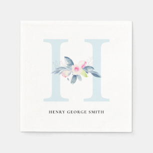 BLUSBLAU WEISSE FLUSSALPHABETS LETTER H SERVIETTE