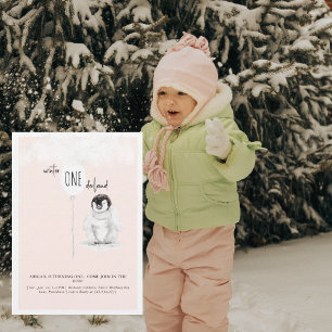 Blush 1. Geburtstag Winter Wonderland Geburtstag Einladung