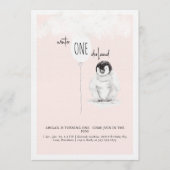 Blush 1st Birthday Winter Wonderland Birthday  Einladung (Vorderseite)