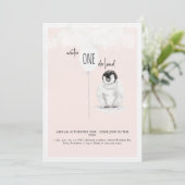 Blush 1st Birthday Winter Wonderland Birthday  Einladung (Stehend Vorderseite)