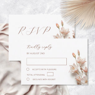Blush 3D Boho Blumen Hochzeit RSVP Karte