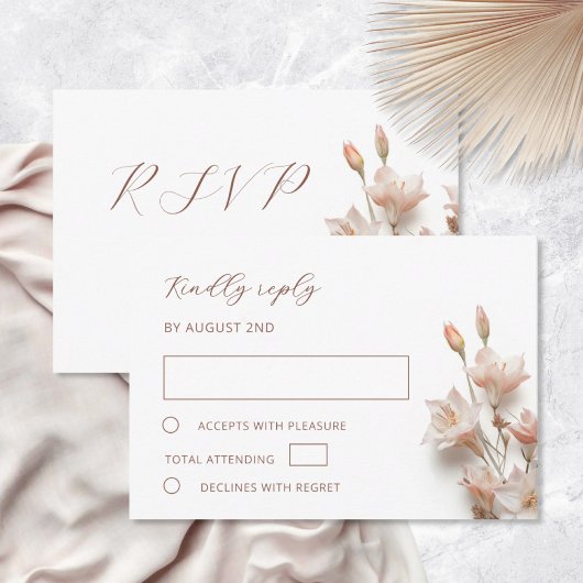 Blush 3D Boho Blumen Hochzeit RSVP Karte