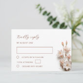 Blush 3D Boho Flowers Wedding RSVP Karte (Stehend Vorderseite)
