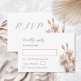 Blush 3D Boho Flowers Wedding RSVP Karte