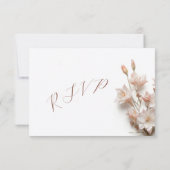 Blush 3D Boho FlowersWedding RSVP Karte (Rückseite)