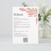 Blush Abstract Tropical Floral Leaf Wedding Begleitkarte (Stehend Vorderseite)
