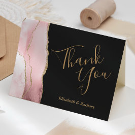 Blush Agate Gold Glitzer Dark Wedding Vielen Dank Karte