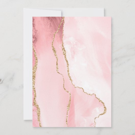 Blush Agate Gold Glitzer Erste Heilige Kommune Einladung (Rückseite)