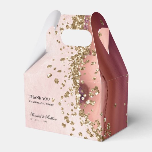 Blush Agate Hochzeit von Gold Glitzer Geschenkschachtel (Vorderseite)