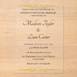 Blush Akryllische Hochzeit Einfache Einladung