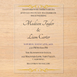 Blush Akryllische Hochzeit Einfache Einladung