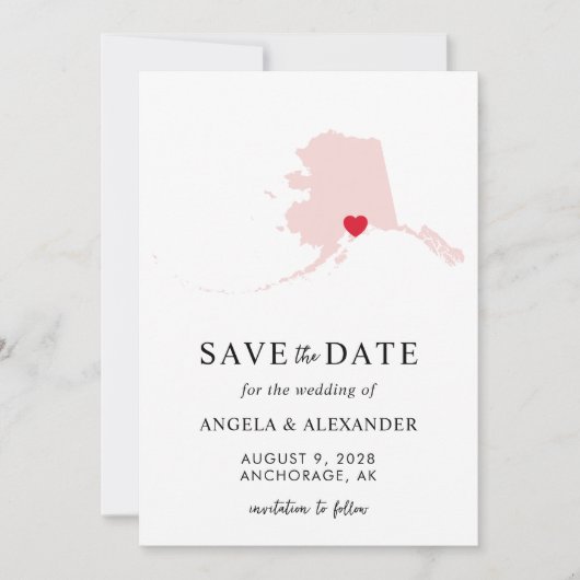 Blush Alaska Wedding Map Save The Date (Vorderseite)
