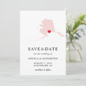 Blush Alaska Wedding Map Save The Date (Stehend Vorderseite)