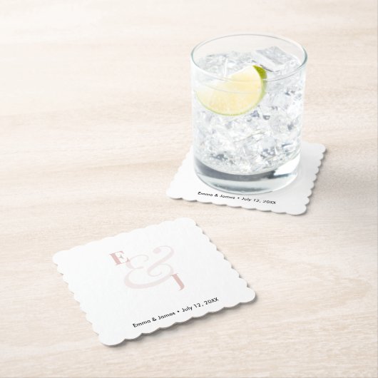 Blush Ampersand Hochzeit | Cocktail Untersetzer (Vor Ort)