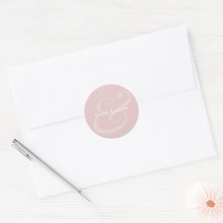 Blush Ampersand Hochzeit | Monogramm Runder Aufkleber