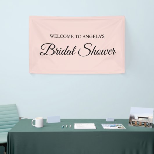 Blush and Black Elegant Script Brautparty Banner (Messeveranstaltung)