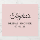 Blush and Black Elegant Script Brautparty Schaumweinetikett (Einzelnes Label)