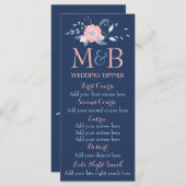 Blush and Blue Hochzeitsmenü Vorlage (Vorne/Hinten)