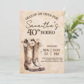 Blush and Boots 40th Rodeo Western Birthday Einladung (Stehend Vorderseite)