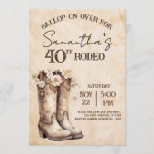 Blush and Boots 40th Rodeo Western Birthday Einladung (Vorderseite)
