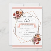 Blush and Burgundy Bloral, Save the Date Card Ankündigung (Vorderseite)