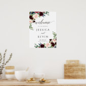 Blush and Burgundy Wedding Willkommenszeichen Poster (Küche)