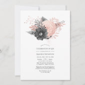 Blush and Charcoole Floral Celebration of Life Einladung (Vorderseite)