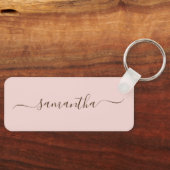Blush and Dark Brown Elegante Swash Signature Schlüsselanhänger (Vorderseite)