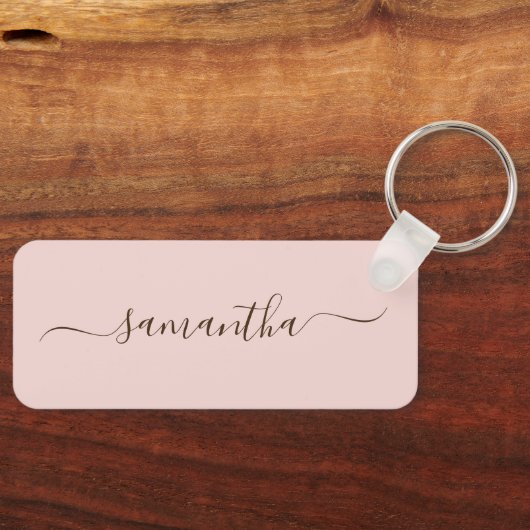 Blush and Dark Brown Elegante Swash Signature Schlüsselanhänger (Vorderseite)