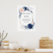 Blush and Dusty Blue Floral Wedding Welcome Poster (Küche)